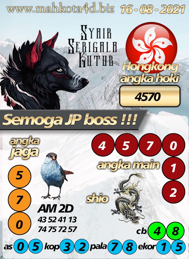 Syair Prediksi Togel Hongkong - HK Senin, 16 - Agustus - 2021