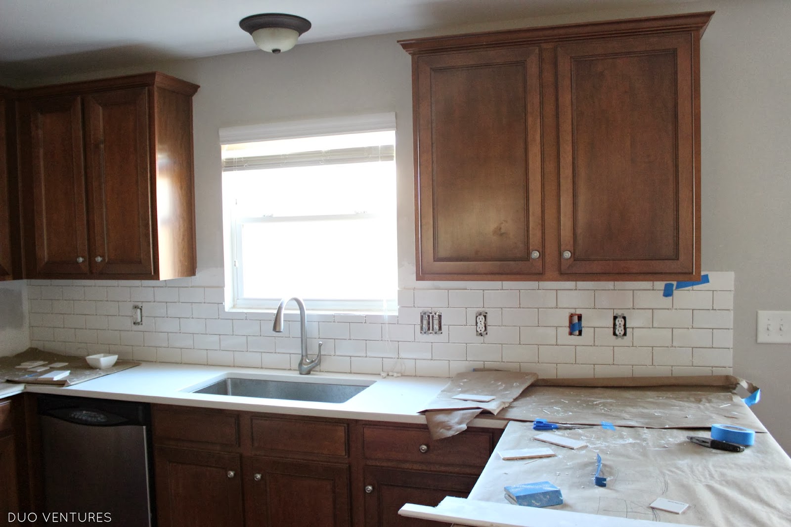 Duo Ventures: Kitchen Makeover: Subway Tile Backsplash Installation