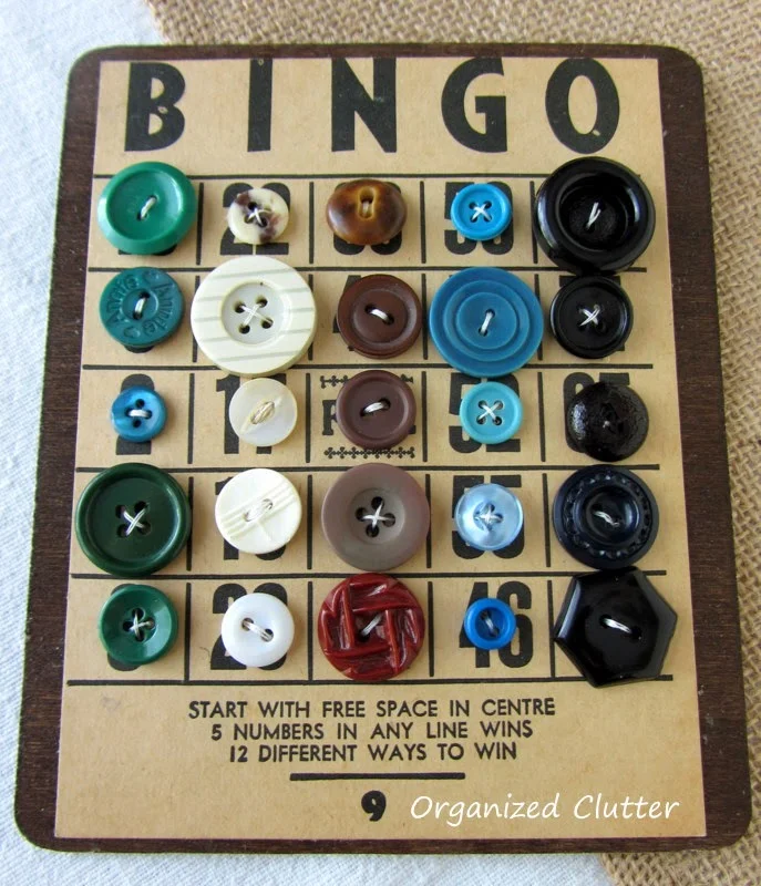 Bingo Button Cards www.organizedclutterqueen.blogspot.com