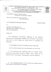 Holidays to be observed in Central Government offices in 2024 located in Tamilnadu -  CGEWCC, Chennai