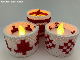 Scandi themed Hama bead Christmas battery candle wraps
