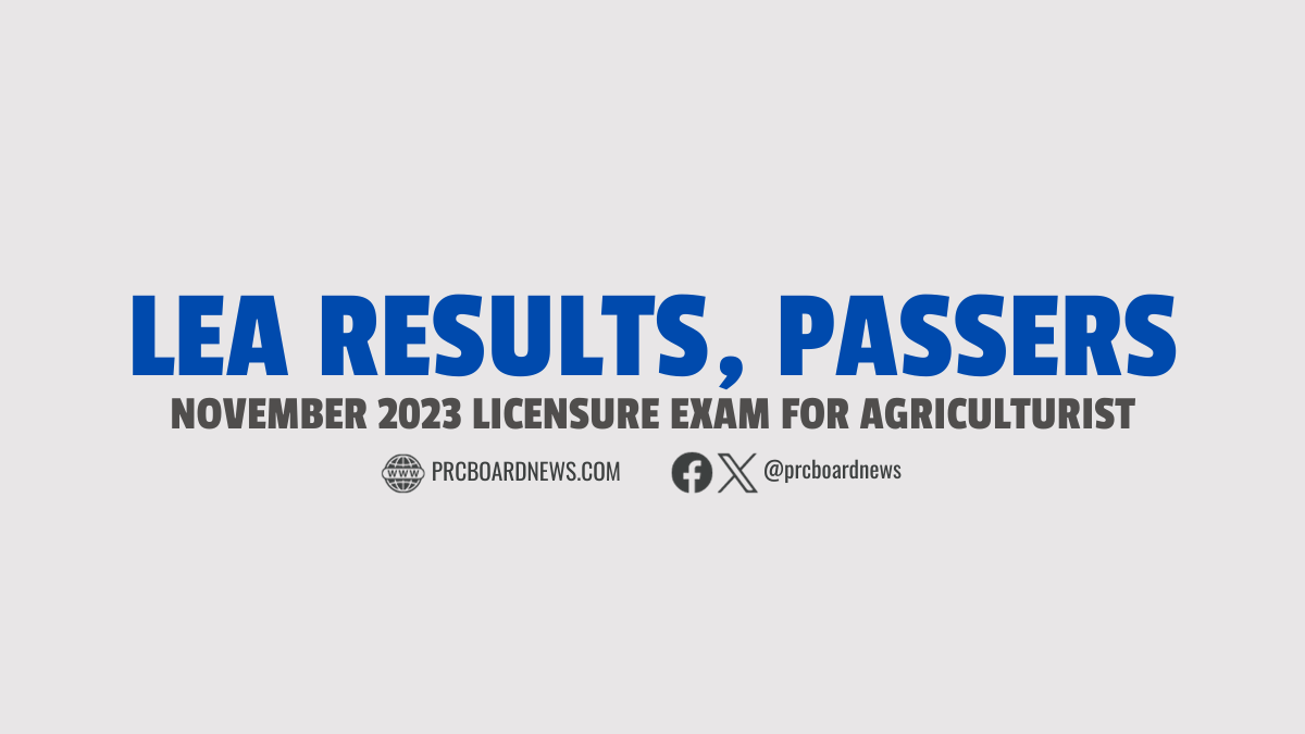 LEA RESULT: November 2023 Agriculturist board exam list of passers