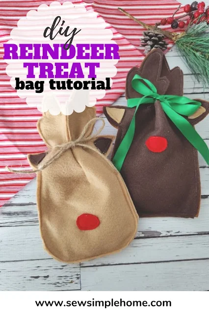 Create your own diy reindeer gift bags with just a bit of felt, thread and ribbon.