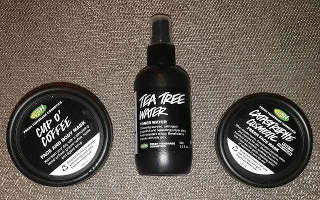 Lush Cup O' Coffee & Catastrophe Cosmetic Masks and Tea Tree Water Toner