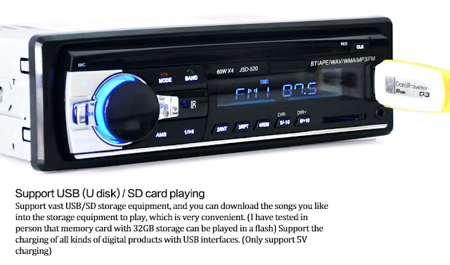 JSD - 520 Bluetooth Car Audio Stereo MP3 Player Radio