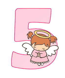 Abecedario Rosa con Angelita, con Números. Pink Alphabet with Angel Girl, with Numbers.