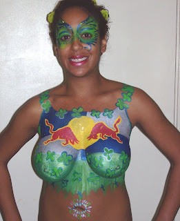 Red Bull Body Painting on Women