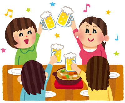 女子会のイラスト「鍋で忘年会」