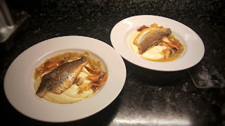Ready to serve - sea bass parsnip puree