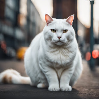 big fat white ai cat