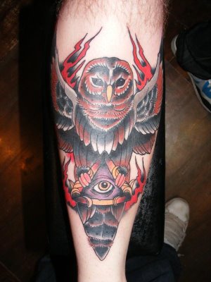 owl tattoo. Full Color Owl Tattoo Design