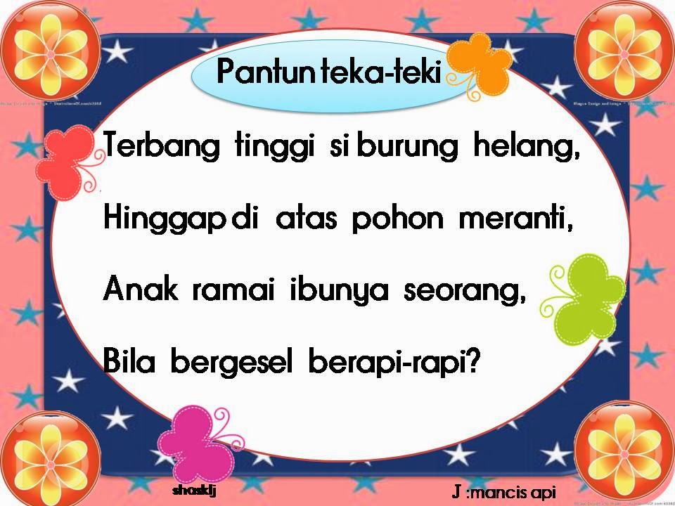 PRA SEKOLAH S K LONG JAAFAR: Pantun teka -teki