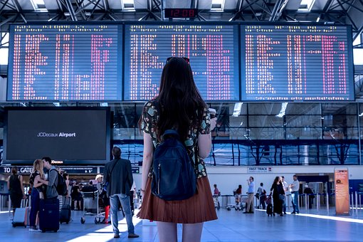 airport girl traveller flights flight boarding