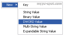 Buat DWORD value baru