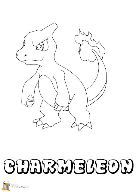 POKEMON CHARMELEON PARA COLOREAR Y PINTAR