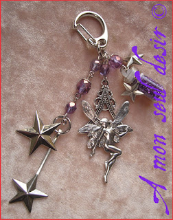 Bijou de sac fée féerique elfique étoile étoiles magie fiole de paillettes baguette magique fairy elven bag charm