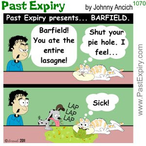 [CARTOON] Garfield Spoof. cartoon, Barfield, animals, cats, dogs, illness, spoof, food, diet