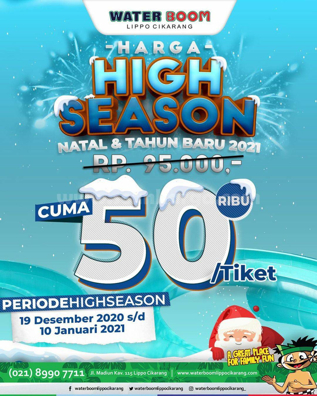 Promo Waterboom – Harga High Season Natal & Tahun Baru 2021 cuma 50rb Tiket