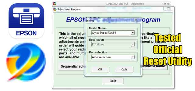 Epson Stylus Photo RX685 Adjustment program (Reset Utility)