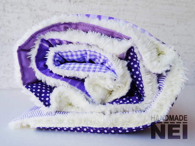Handmade Nel: Пачуърк одеяло с полар за бебе "Лилаво"