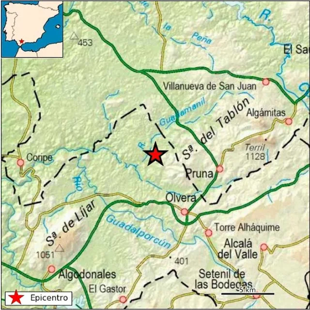 El terremoto con epicentro en el Noroeste de Olvera (Cádiz) es sentido también en Málaga