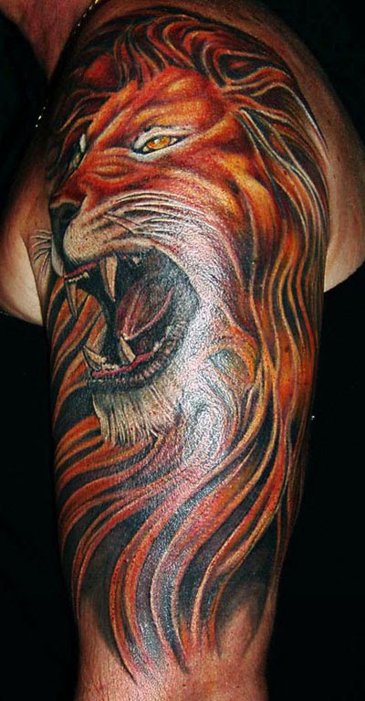 The Lion zodiac tattoos symbolizes the sign of Leo