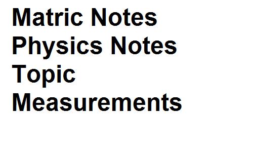 Matric Notes Physics Notes Topic Introduction to Physics