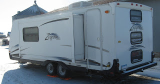 Travel trailer with slideout extended