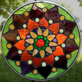 Red, Amber and Violet Lotus Mosaic Mandala