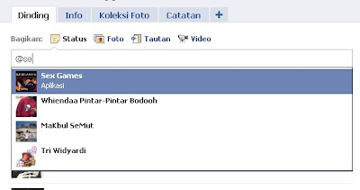 Tag nama teman di status facebook