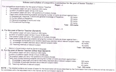 RPSC Senior Teacher Exam Syllabus 2024