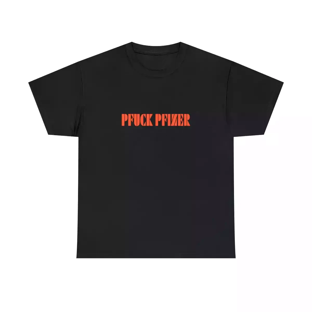 a black t-shirt with orange text