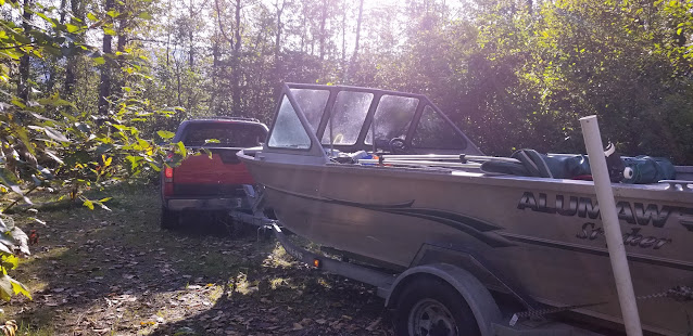 campsite has enough room for our truck and boat