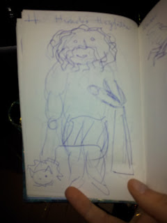 Original sketch of Heracles (based on a famous statue of him, part of plans for letter H in geek alphabet
