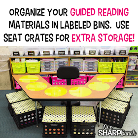 one sharp bunch, easy teaching tools, school, elementary school, seat crates, wall pops, guided reading, guided reading storage