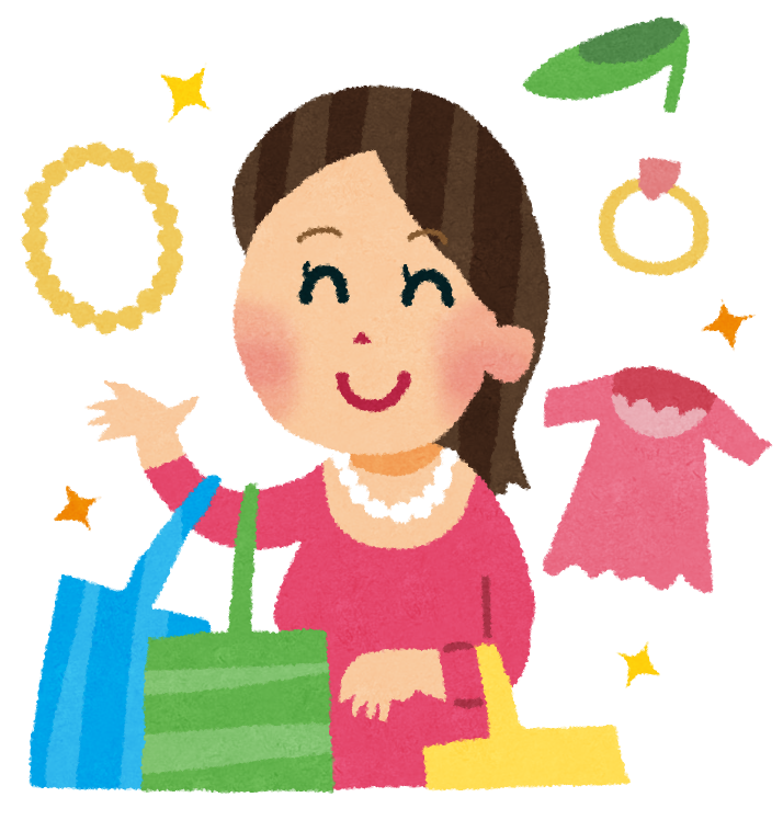 無料イラスト かわいいフリー素材集 ショッピングのイラスト 買い物をしている女性