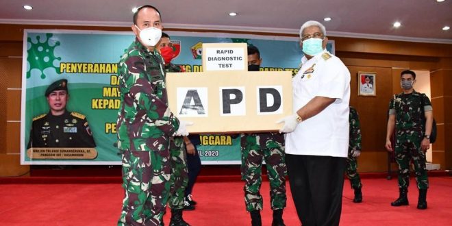 Pangdam Hasanuddin Bantu APD dan Rapid Test Gugus Tugas Percepatan Penanganan Covid -19 Sultra