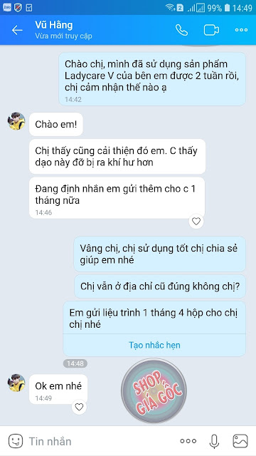 Khách hàng đánh giá Ladycare V