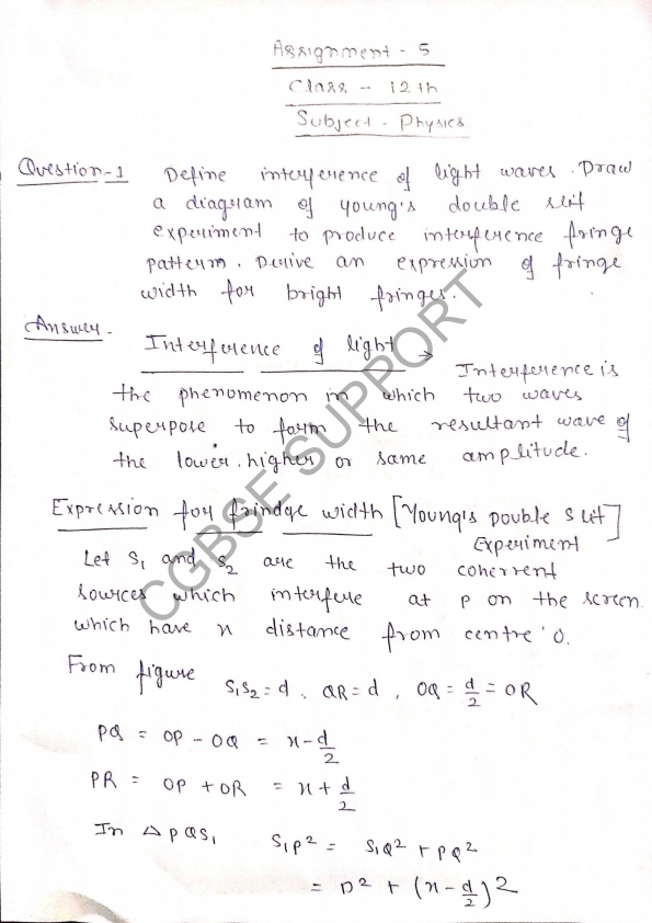 physics assignment 12th 2021