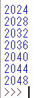 Leap years ranging from 2021 to 2050.