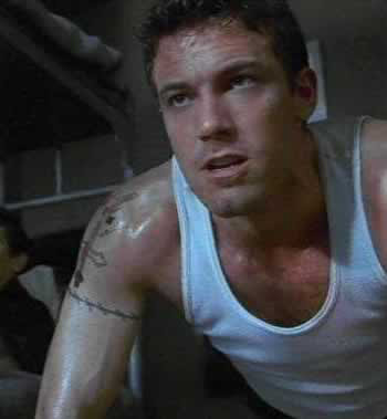 Ben Affleck barb wire tattoo on bicep