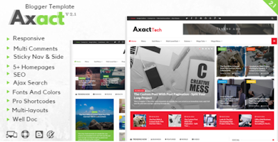 Axact v2.1 Responsive Megazine Blogger Template Free Download