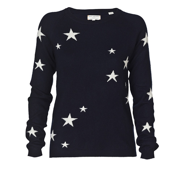 Navy cashmere cream star sweater