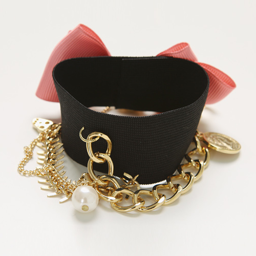 Korean Chained Bow Cuff Bracelet