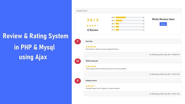 How to Create Review & Rating Page in PHP with Ajax