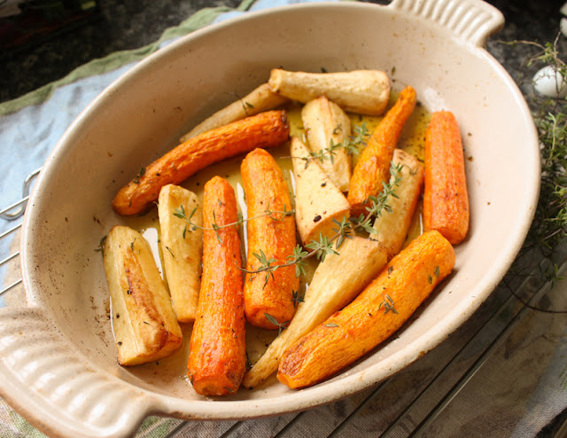 Food Lust People Love: Duck-fat Roasted Carrots and Parsnips are simple yet flavorful. The duck fat adds richness and roasting brings out the natural sweetness of the vegetables.