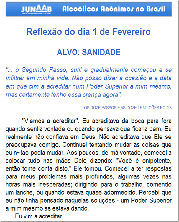 reflexão 01 de fevereiro