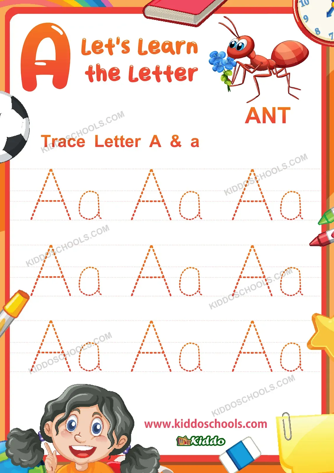 Tracing Letter Alphabet A Free Download Worksheet
