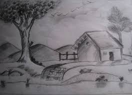 Village Pencil Sketch Drawings