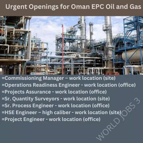 Urgent Openings for Oman EPC Oil and Gas